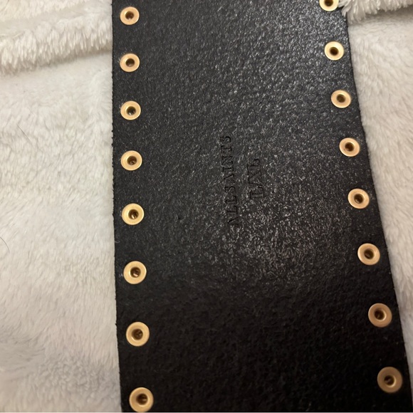 All Saints Black Leather Maxie Studded Belt with Gold Pyramid Studs - Picture 7 of 7